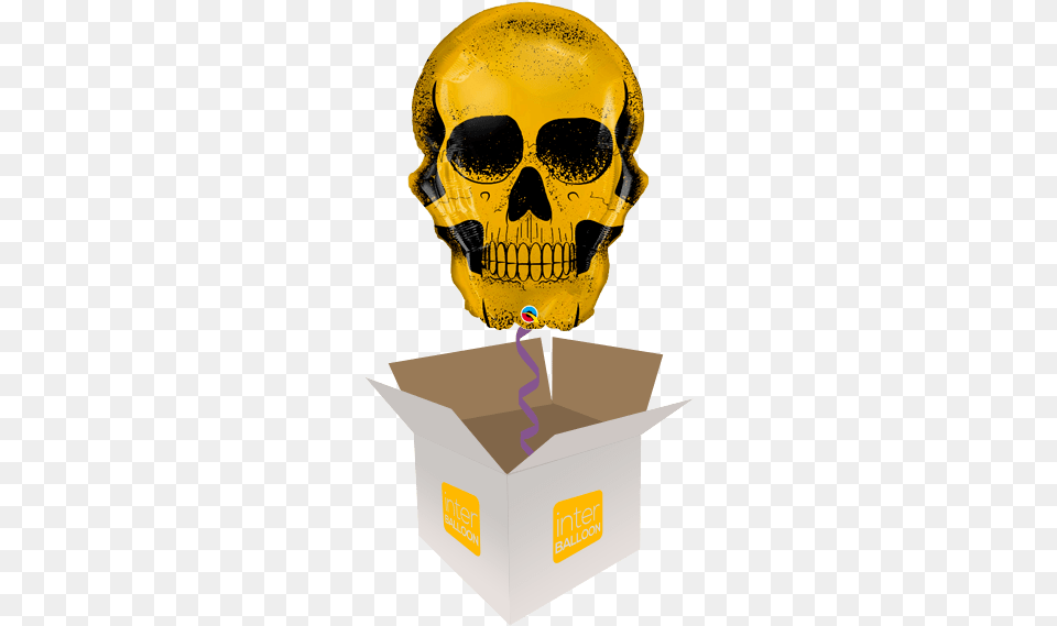 Golden Skull Skull Balloons, Box, Helmet, Cardboard, Carton Free Png Download