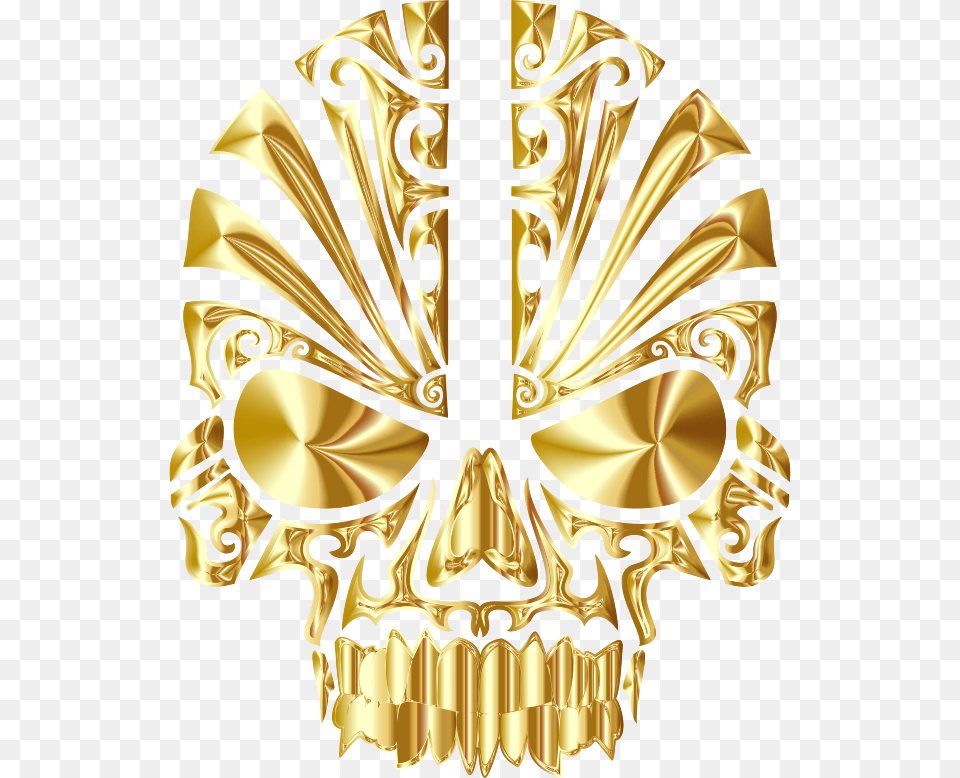 Golden Skull Tribal, Gold, Accessories, Jewelry, Bronze Png