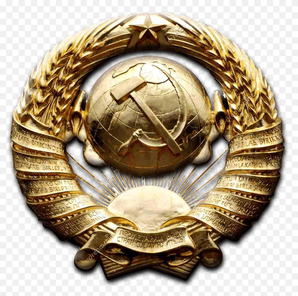 Golden Soviet Emblem, Badge, Logo, Symbol, Sword Free Png