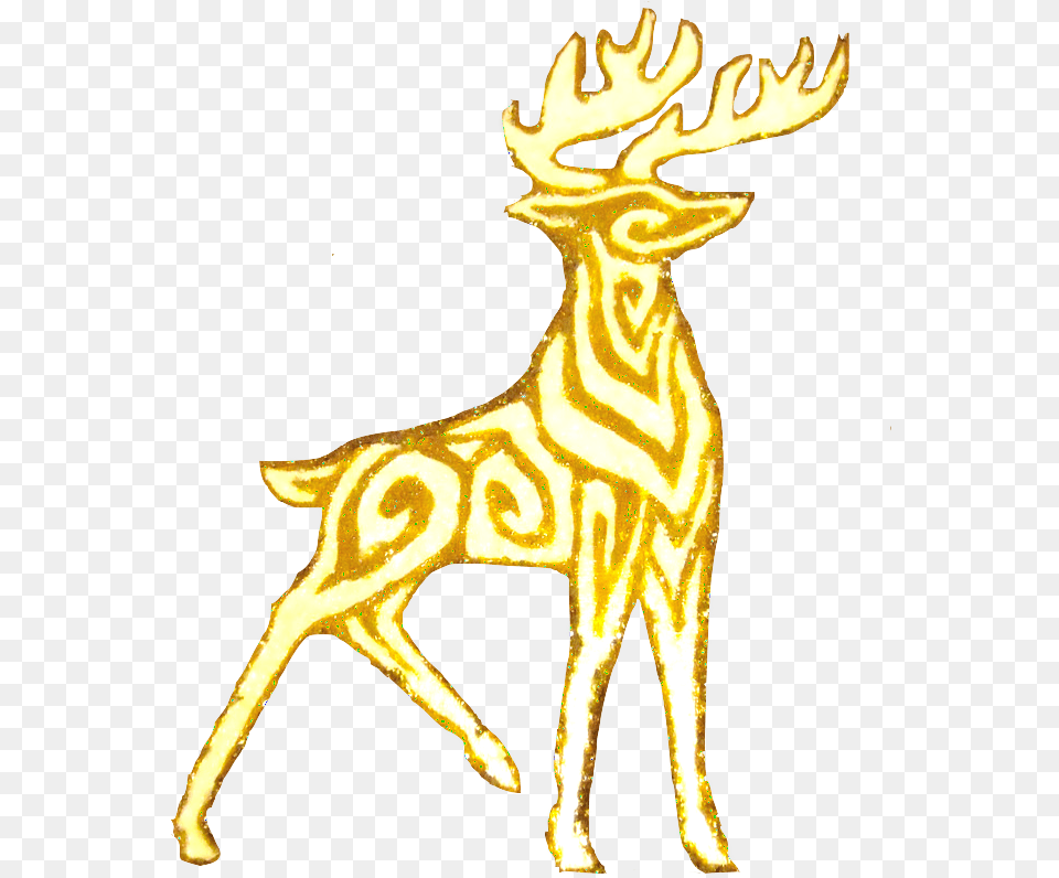 Golden Stag Reindeer, Animal, Deer, Gold, Mammal Png Image