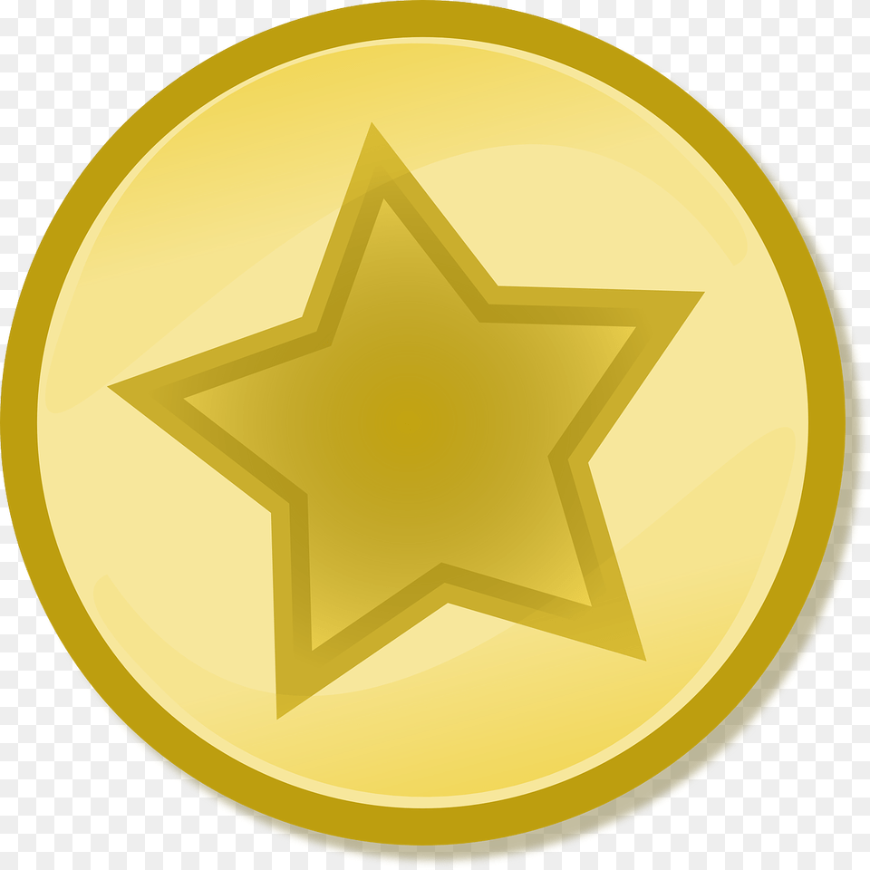 Golden Star Inside Circle, Gold, Symbol, Star Symbol, Disk Png Image