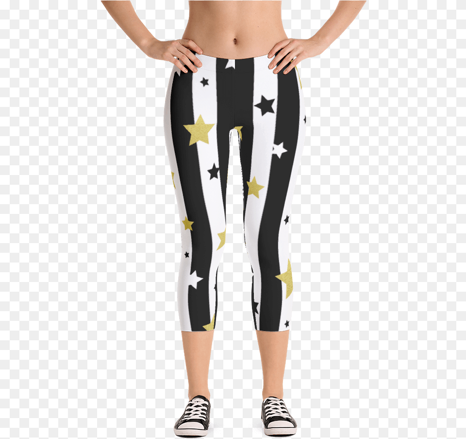 Golden Stars And Stripes Capri Leggings Leggings, Clothing, Hosiery, Pants, Tights Png