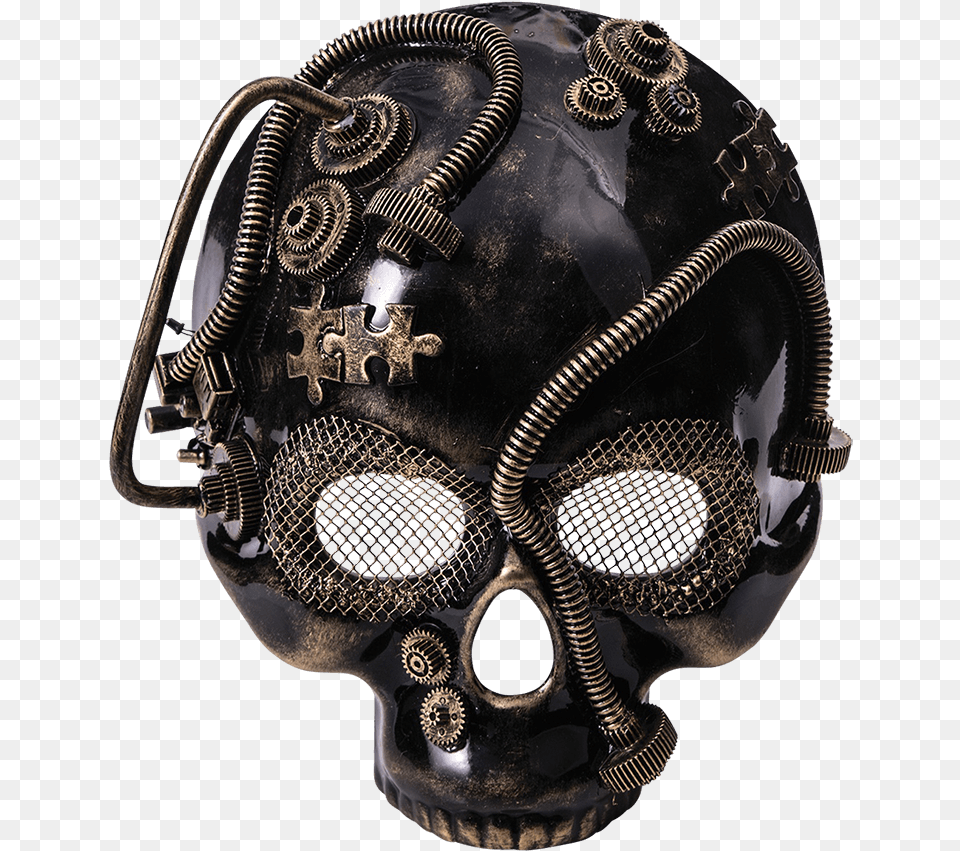 Golden Steampunk Skull Half Mask Plaster Mask Skull, Helmet, Sport, Soccer Ball, Ball Free Transparent Png