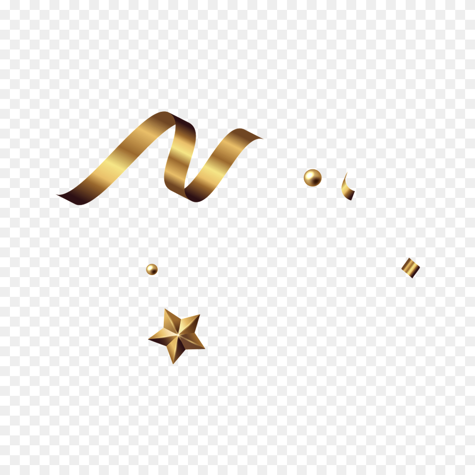 Golden Streamers Vector Ribbon Decorative Design Pattern, Star Symbol, Symbol, Dynamite, Weapon Free Png