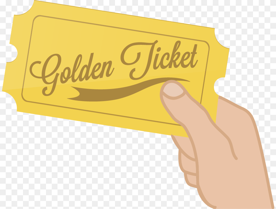 Golden Ticket Logo Golden Ticket In Hand, Paper, Text Free Png Download