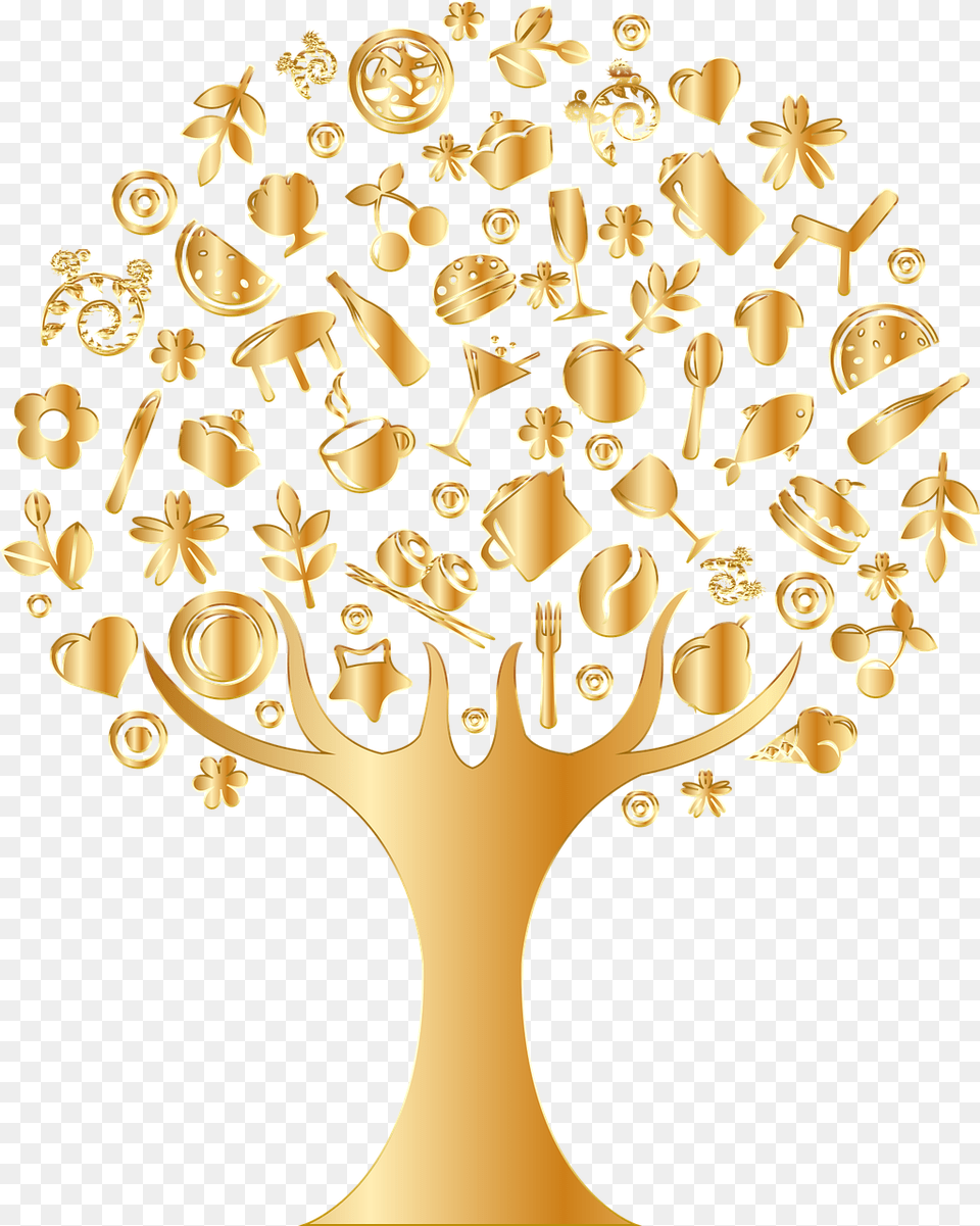 Golden Tree Transparent Background, Bronze, Treasure, Gold Png Image