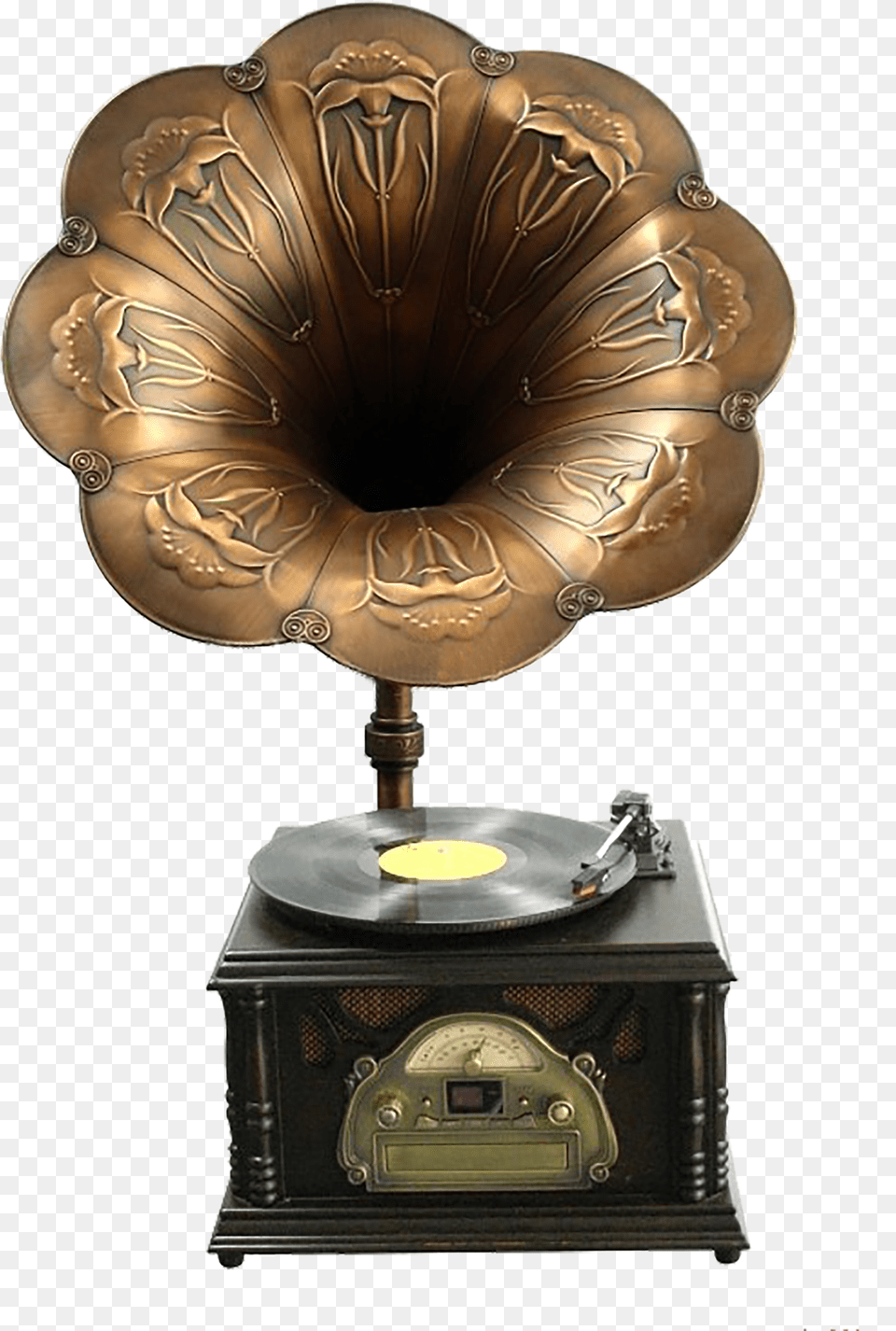 Golden Vintage Metal Record Player Phonograph, Bronze Free Png Download