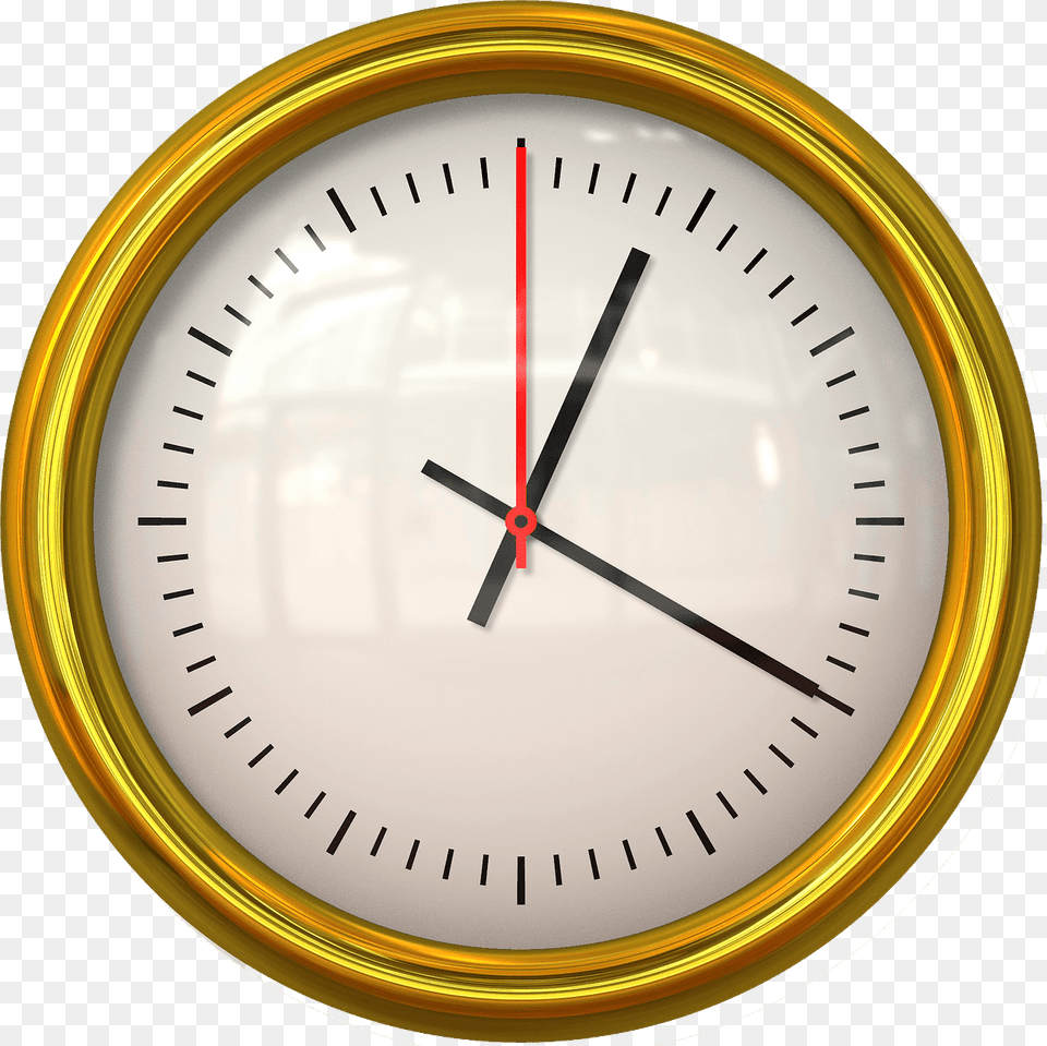 Golden Wall Clock Clipart, Analog Clock, Wall Clock, Wristwatch Free Transparent Png