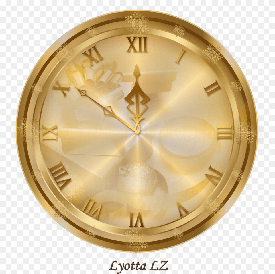 Golden Wall Clock Transparent Golden Clock, Gold, Chandelier, Lamp Png