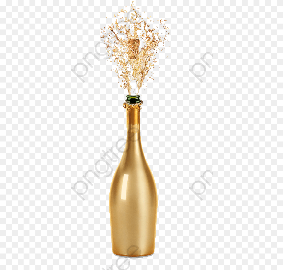 Golden Wine Transparent Champagne, Jar, Pottery, Vase, Bottle Png Image