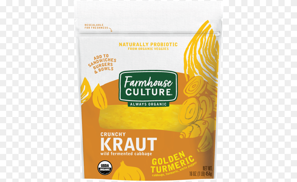 Goldenturmeric Kraut Fermented Packaging And Labeling, Advertisement, Poster, Food, Fruit Png Image