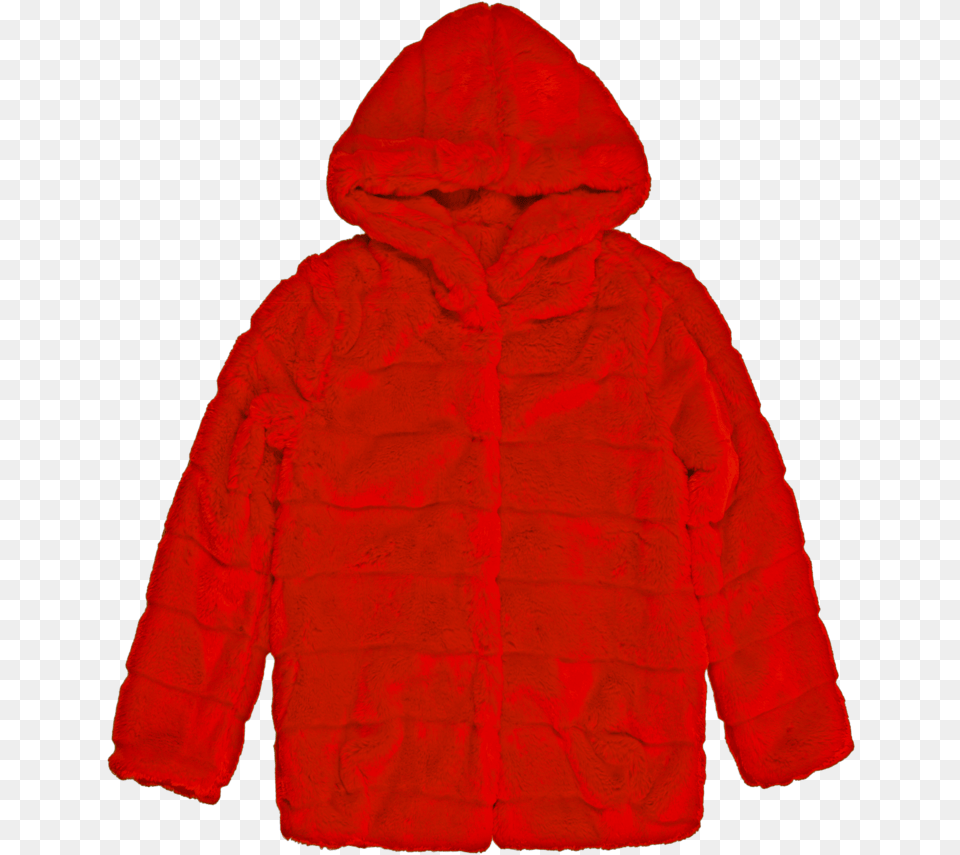 Goldie Ii Red Hooded Faux Fur Jacket Sweatshirt, Clothing, Coat, Hood, Hoodie Png