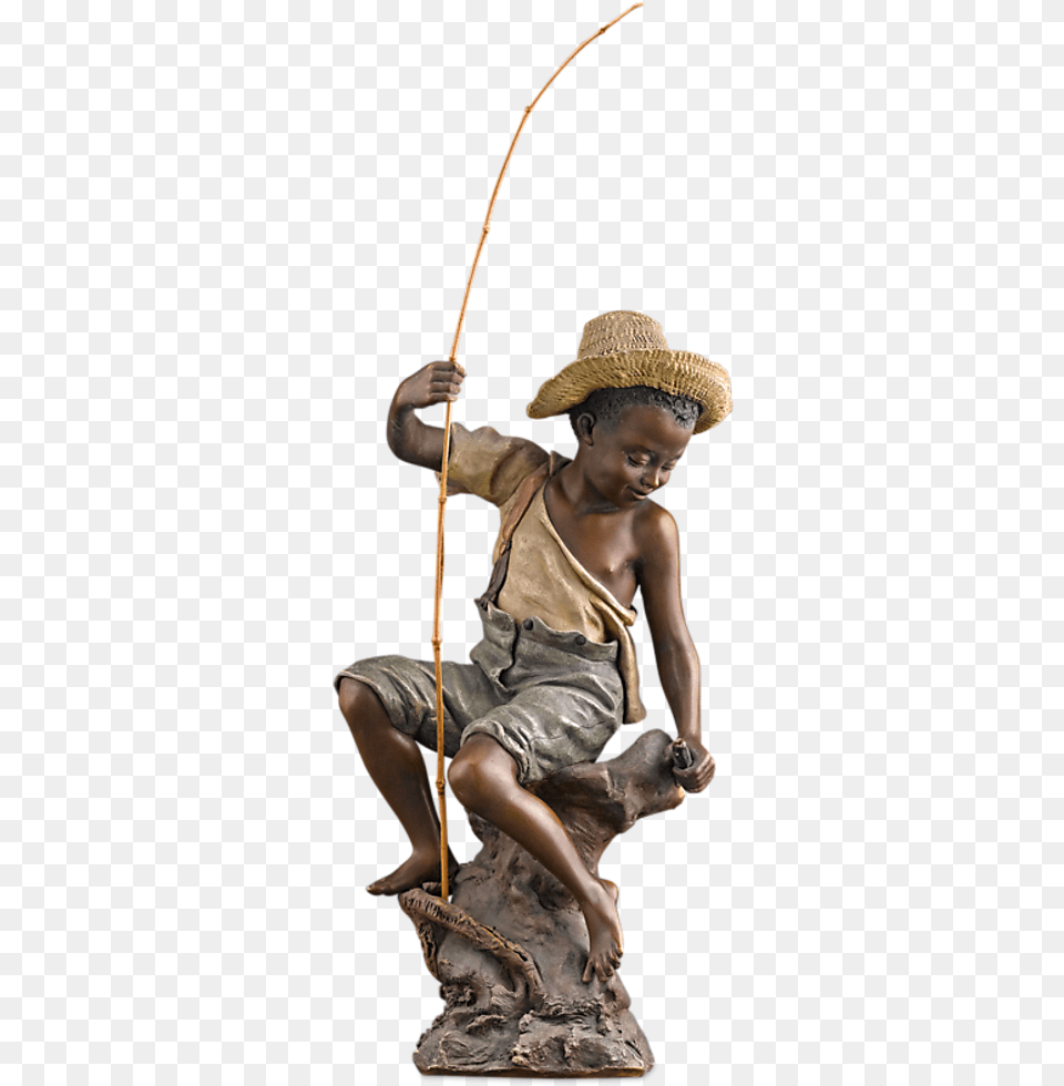 Goldscheider Boy Fishing Figurine Goldscheider Boy Fisher, Hat, Clothing, Person, Male Png