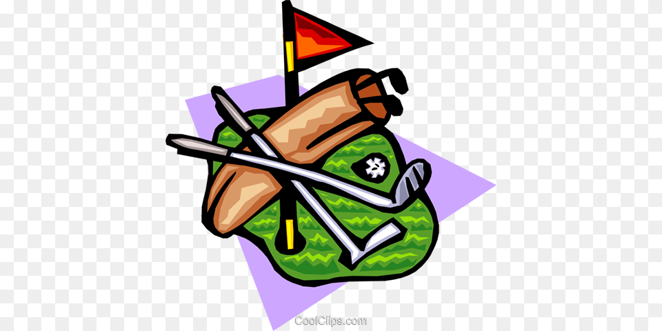 Golf Bag With Clubs And Putting Surface Royalty Vector Clip, People, Person, Grass, Plant Free Png