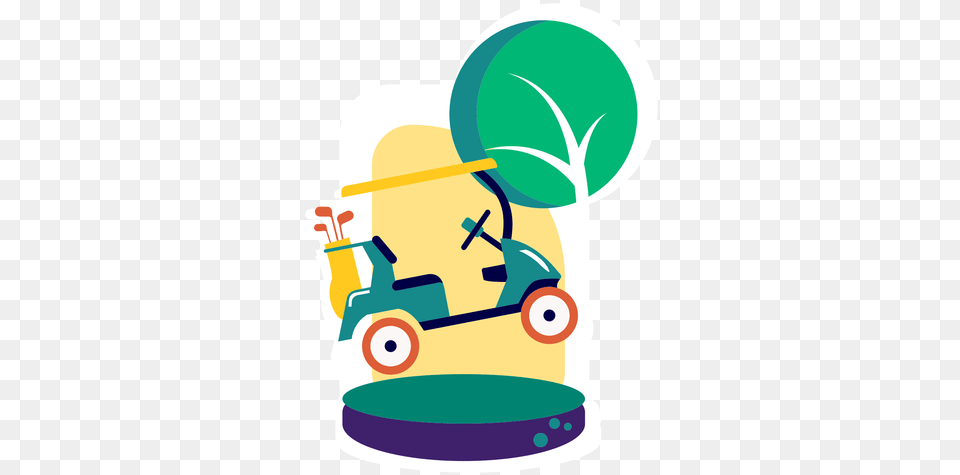 Golf Cart Club Course Tree Flat Clip Art, Grass, Plant, Lawn, Device Free Png Download