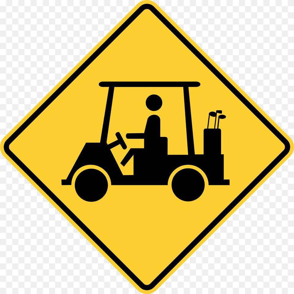 Golf Cart Sign Clipart Golf Cart Crossing Sign, Symbol, Road Sign Png Image