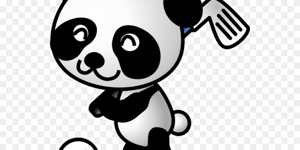 Golf Clipart Silhouette Panda With A Santa Hat Drawing, Cutlery Free Transparent Png