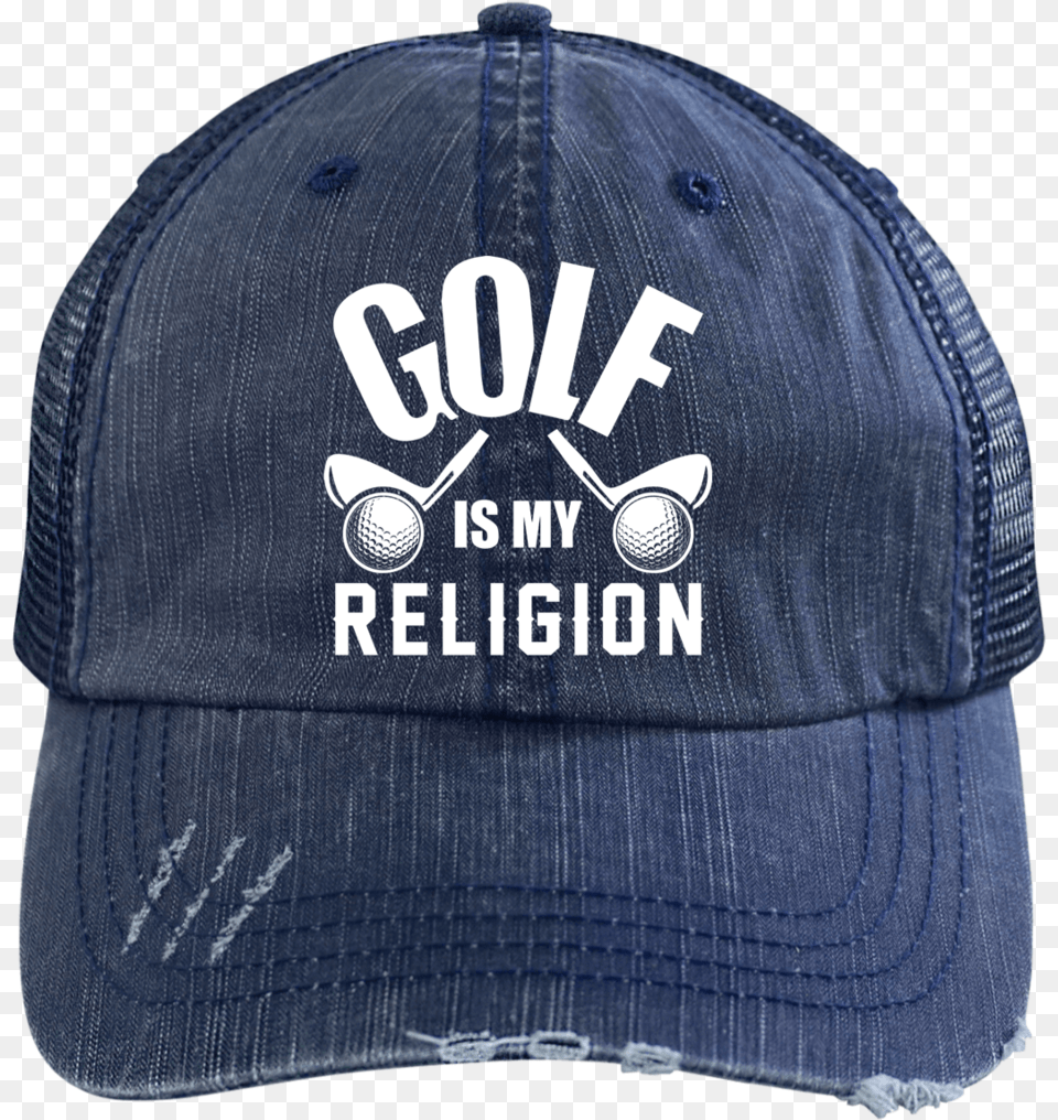 Golf Is My Religion Trucker Cap Hats Trucker Hat, Baseball Cap, Clothing, Coat, Jacket Png Image