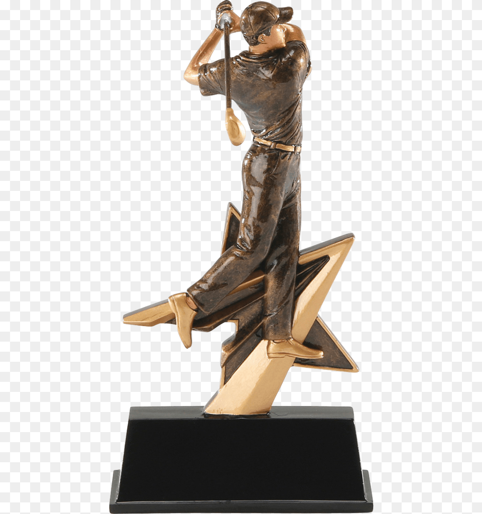 Golf Male Star Power Sport Series P Trophy, Bronze, Figurine, Adult, Person Png Image