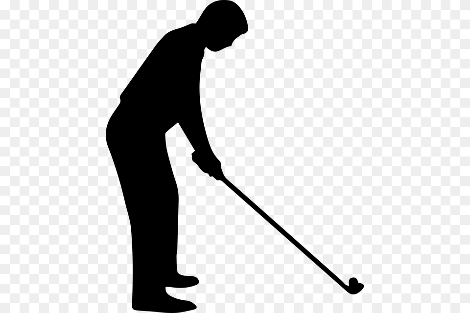 Golf Stroke Mechanics Silhouette Golfer Clip Art Black And White Golfer, Gray Free Png