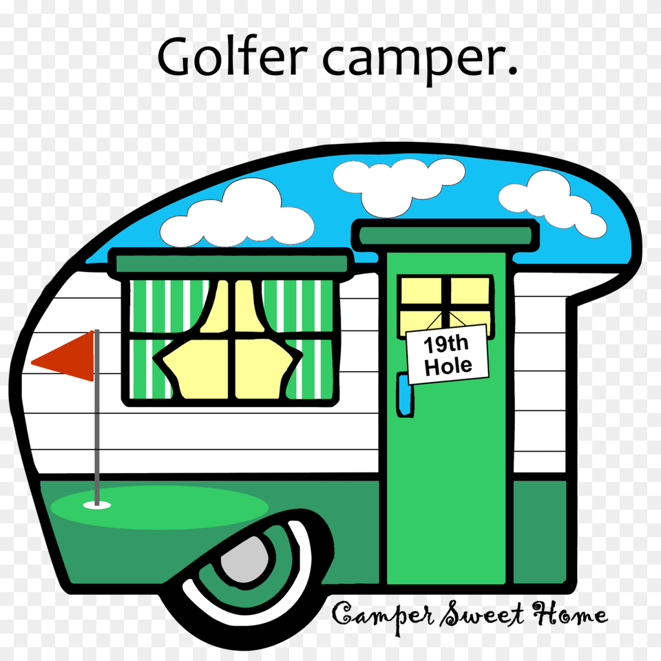 Golfer Camper Camper Sweet Home, Bus Stop, Outdoors, Transportation, Van Free Png