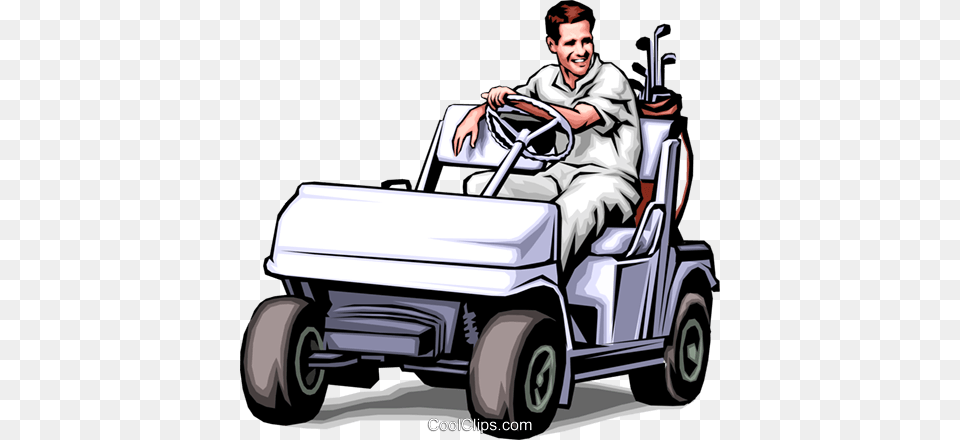 Golfer In Golf Cart Royalty Vector Clip Art Illustration, Plant, Grass, Lawn, Adult Free Png Download