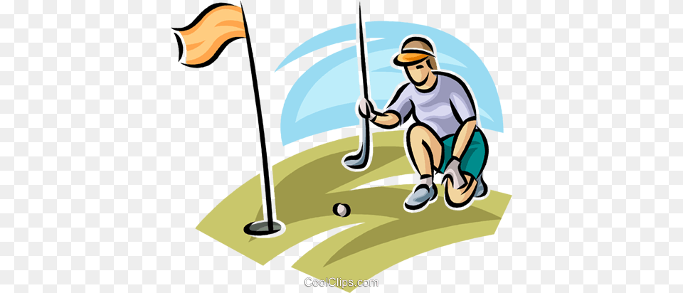 Golfer Lining Up Her Putt Royalty Vector Clip Art, Adult, Person, Man, Male Free Transparent Png