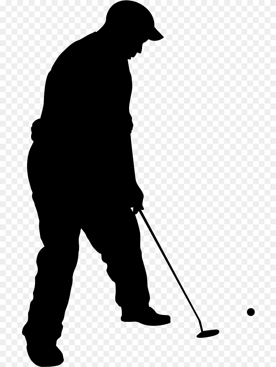 Golfer Silhouette, Gray Free Png