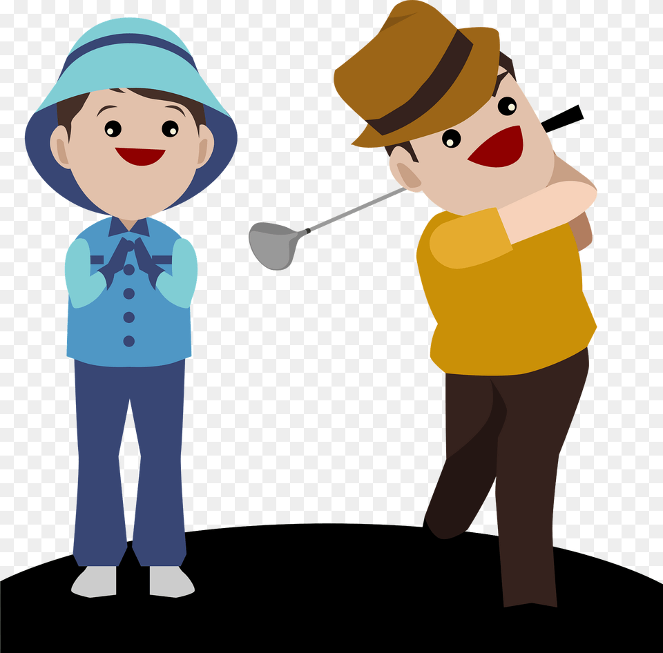 Golfer With Caddy Clipart, Baby, Person, Face, Head Png Image