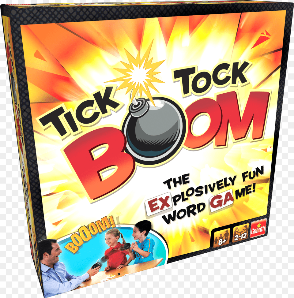 Goliath Games Tick Tock Boom Kids Game For Ages 8 And Up Tak Boom Game, Advertisement, Poster, Adult, Man Free Png