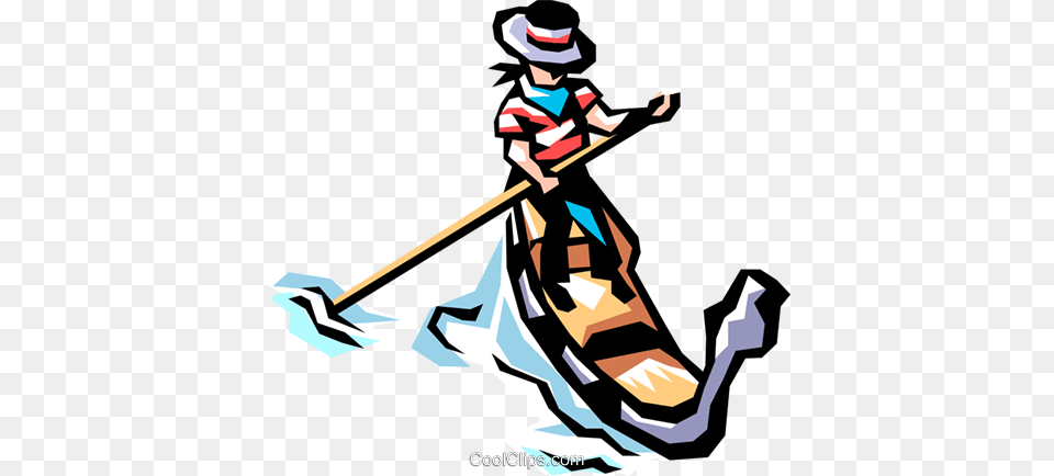 Gondola In Venice Royalty Vector Clip Art Illustration, Boat, Transportation, Vehicle, Person Png