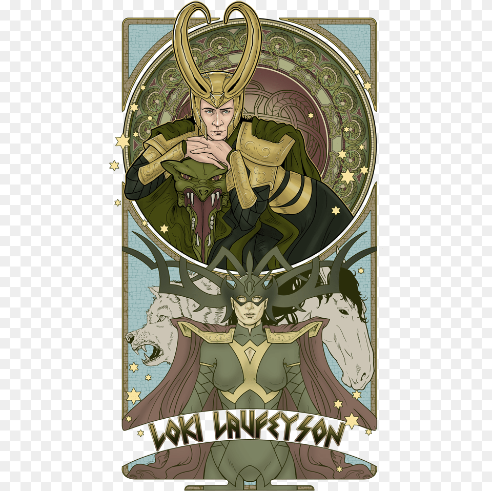 Gone All Fangirl Over The Work Of Heather Carlton Loki Fanart Art Nouveau, Book, Comics, Publication, Face Free Png