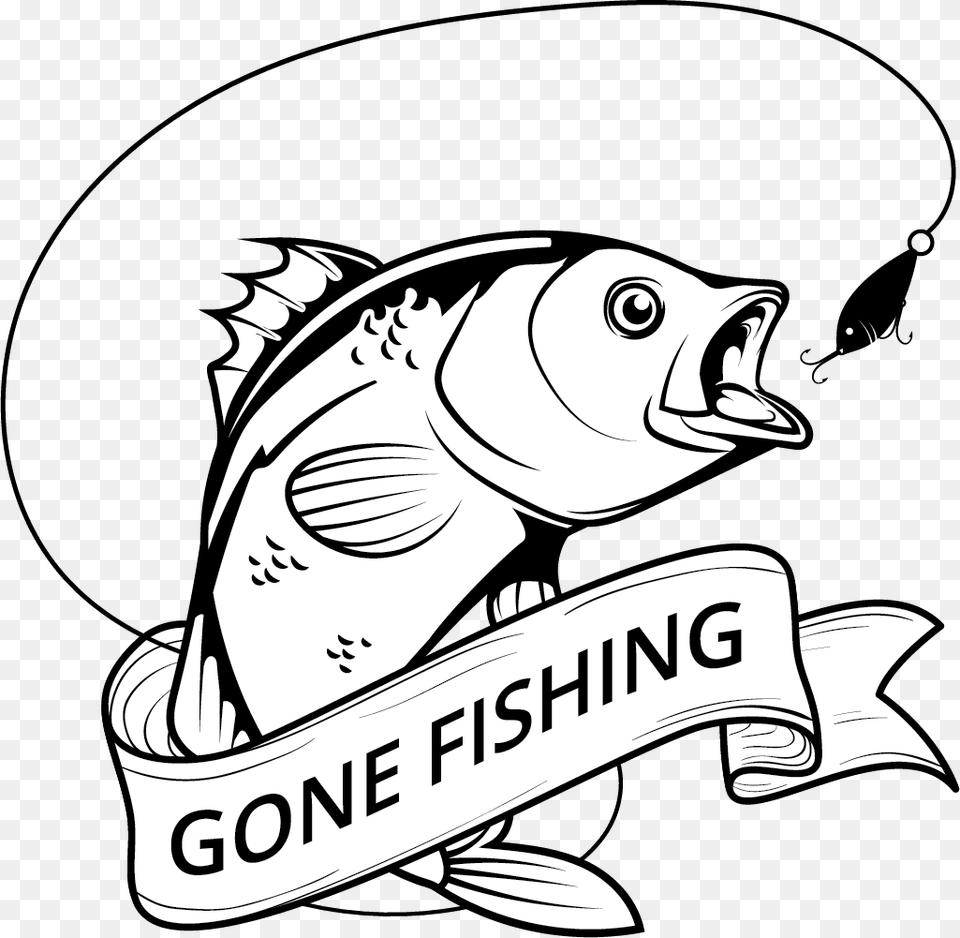Gone Fishing Line Art, Animal, Sea Life, Bear, Mammal Png