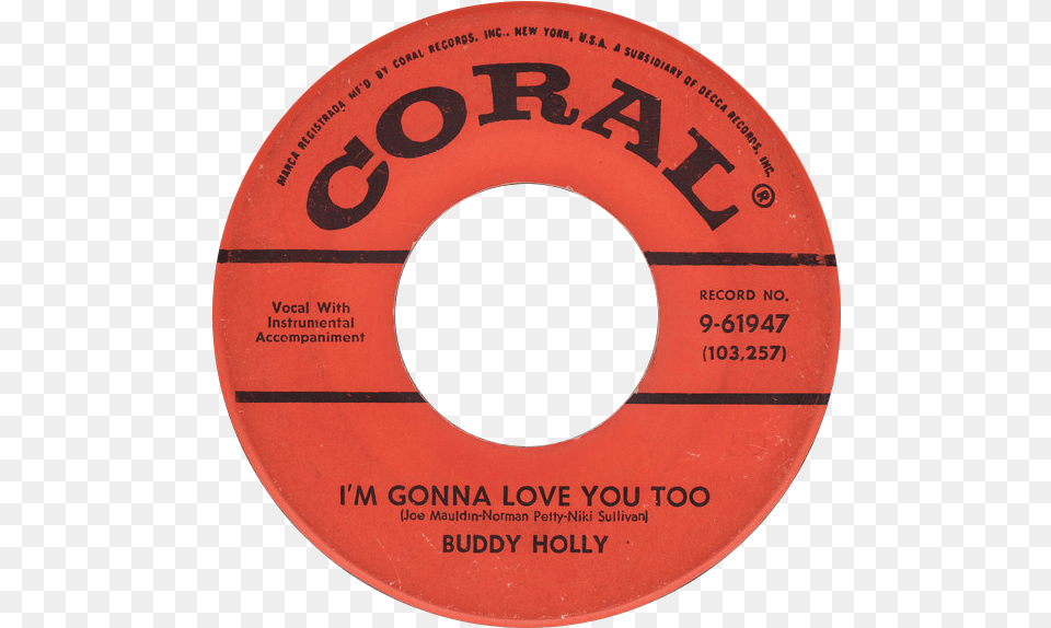 Gonna Love You Too By Buddy Holly Us Vinyl Side A Buddy Holly, Text, Disk, Hockey, Ice Hockey Free Transparent Png