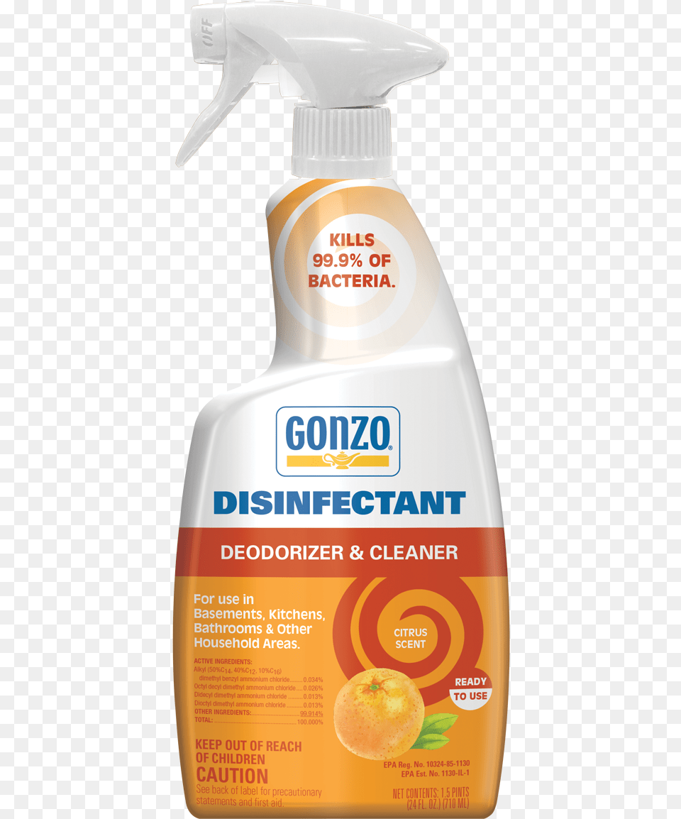 Gonzo Disinfectant Spray Sunscreen, Bottle, Food, Fruit, Plant Free Png Download