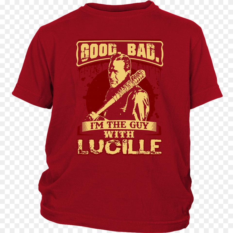 Good Bad Im The Guy With Lucille The Walking Dead Negan Shirts, T-shirt, Clothing, Person, People Png Image