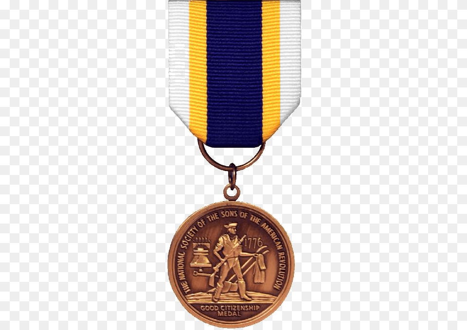 Good Citizenship Medal Sons Of The American Revolution, Gold, Logo, Person, Trophy Free Png Download