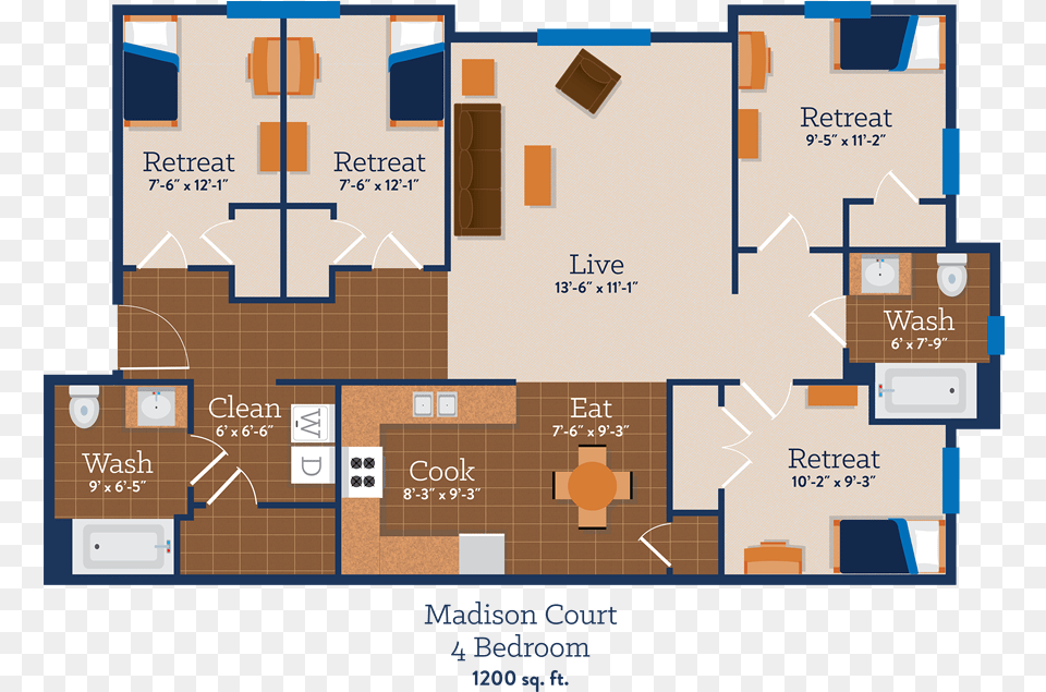 Good Four Bedroom Floor Plan, Diagram, Floor Plan, Chart, Plot Png Image