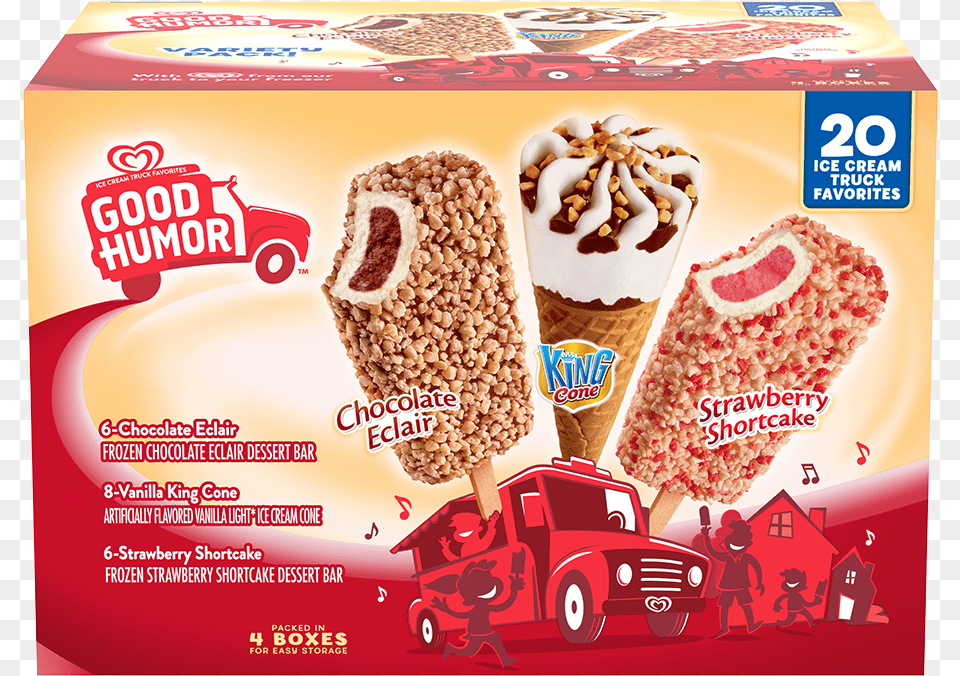 Good Humor Ice Cream Strawberry Shortcake King Cone, Advertisement, Poster, Dessert, Food Free Transparent Png