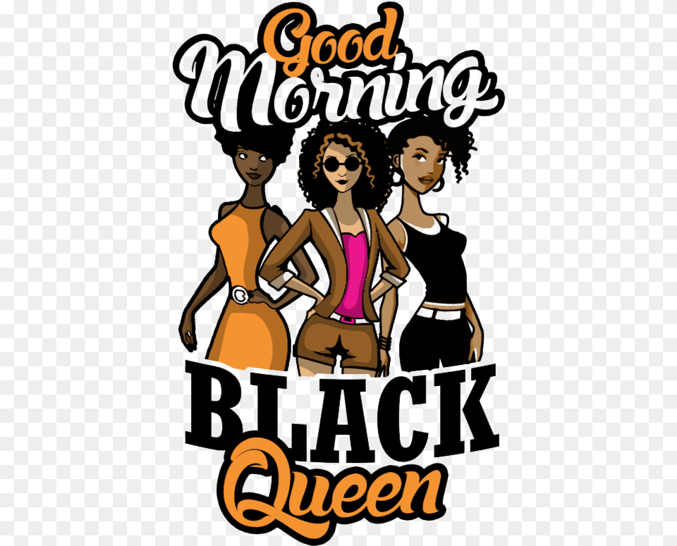 Good Morning Black Queen Cartoon, Advertisement, Book, Publication, Poster Free Png