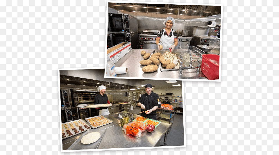 Good Shepherd Kitchen Staff Prepares Meals For Residents Baguette, Adult, Restaurant, Person, Meal Free Png