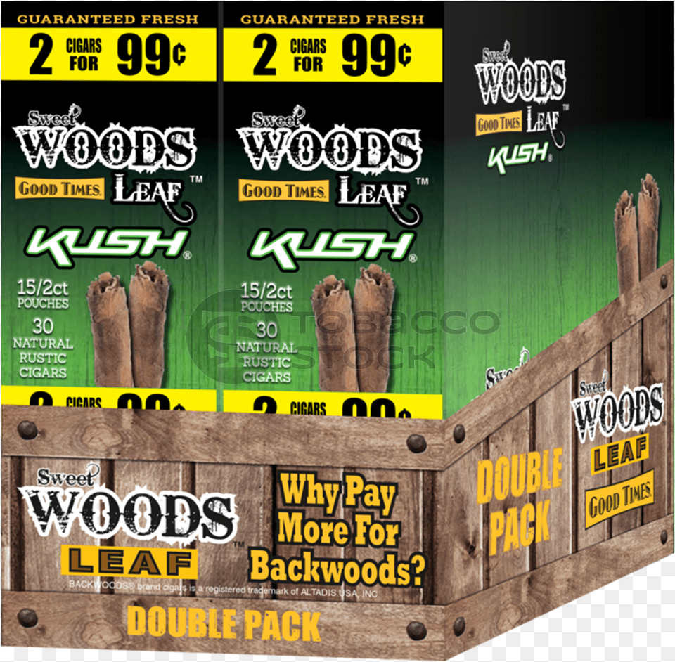 Good Times Sweet Woods 2 For 99 30 Pouches Of 2 Kush Sweetwoods Tobacco, Advertisement, Poster, Wood Png Image