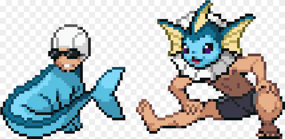 Good Vaporeon Eevee Pixel Art Pokemon, Person, Animal, Bird, Jay Free Transparent Png