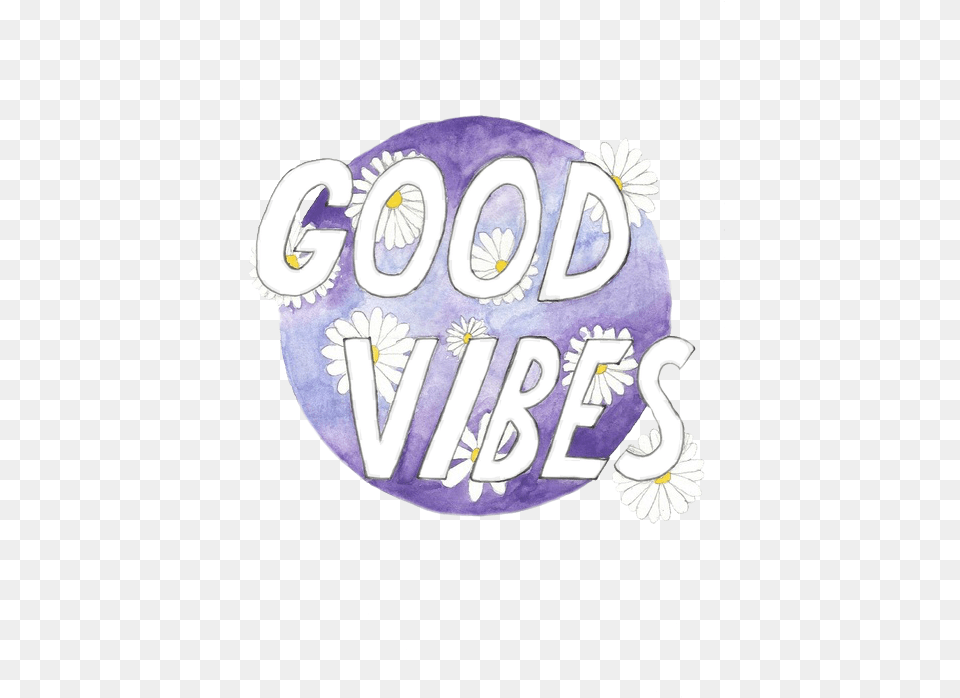 Good Vibes Purple Stickers, Flower, Plant, Text, Logo Png Image
