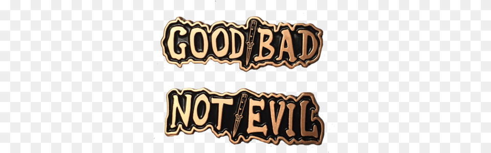 Goodbad Notevil Pin Set Calligraphy, Accessories, Buckle, License Plate, Transportation Free Png Download