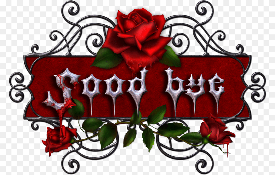 Goodbye Clipart Bye Word Bye With Flowers Transparent Gothic Rose, Flower, Plant, Gun, Weapon Png
