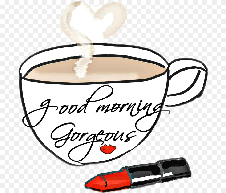 Goodmorning Gorgeous Coffee Ftestickers Ftstickers Good Morning Mary Kay, Cosmetics, Lipstick, Cup, Beverage Png