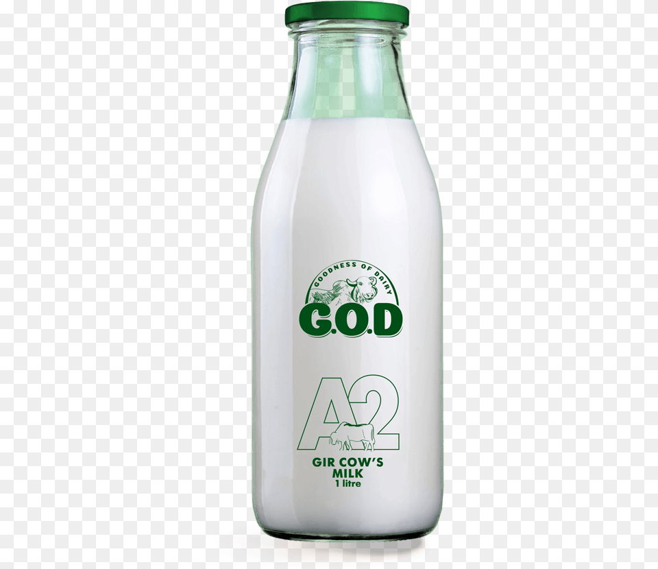 Goodness Of Our Gir Cow Milk Glass Bottle, Beverage, Dairy, Food Free Png