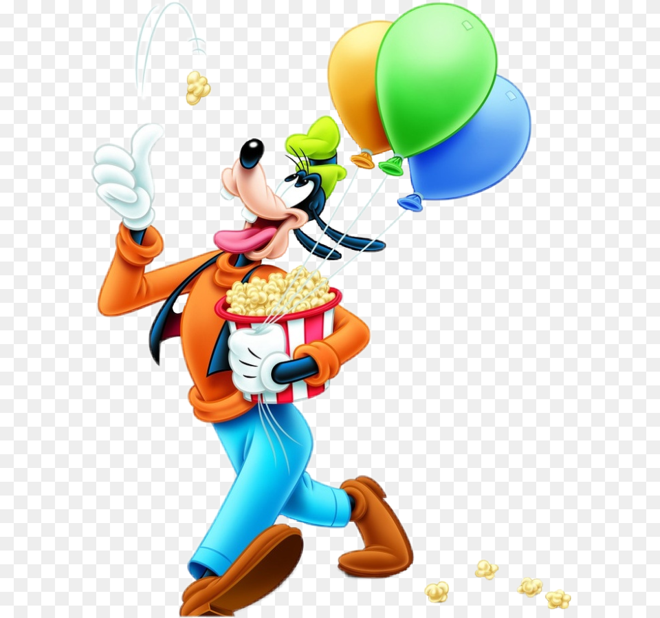 Goofy Disney Amusementpark Balloons Popcorn Happy Birthday Grayson, Balloon, Adult, Female, Person Free Png