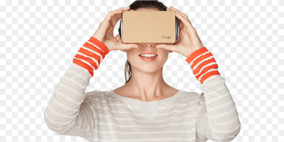 Google Cardboard Vr User Cardboard Vr Glasses, Head, Box, Sleeve, Person Free Png